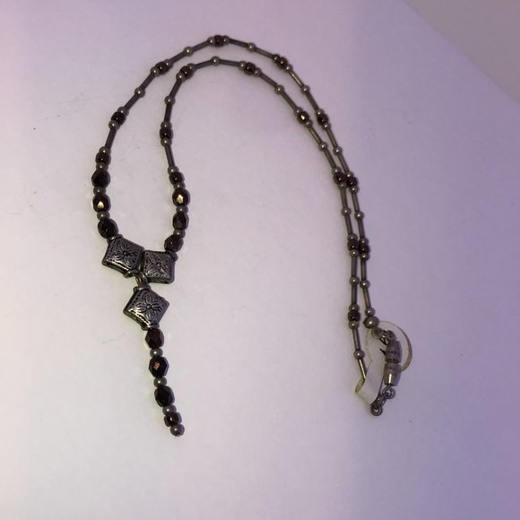 14" Y Design Bronze and Silver Necklace - Picture 6 of 8